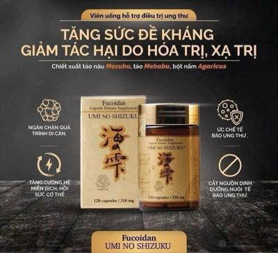 Viên Uống Hỗ Trợ Điều Trị Ung Thư Fucoidan Umi No Shizuku Nội Địa Nhật Bản (lọ vàng)